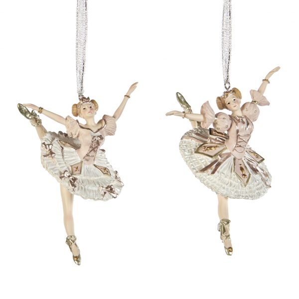 Goodwill Christmas Ornament Music Box Ballerina White Pink Gold D 45300