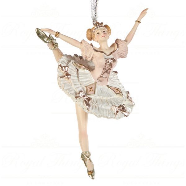 Goodwill Christmas Ornament Music Box Ballerina White Pink Gold D 45300 Plain
