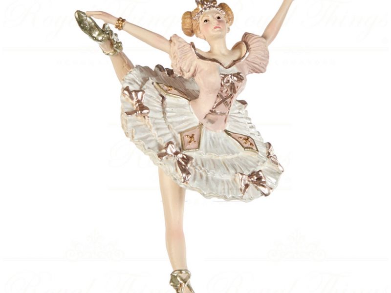 Goodwill Christmas Ornament Music Box Ballerina White Pink Gold D 45300 Plain