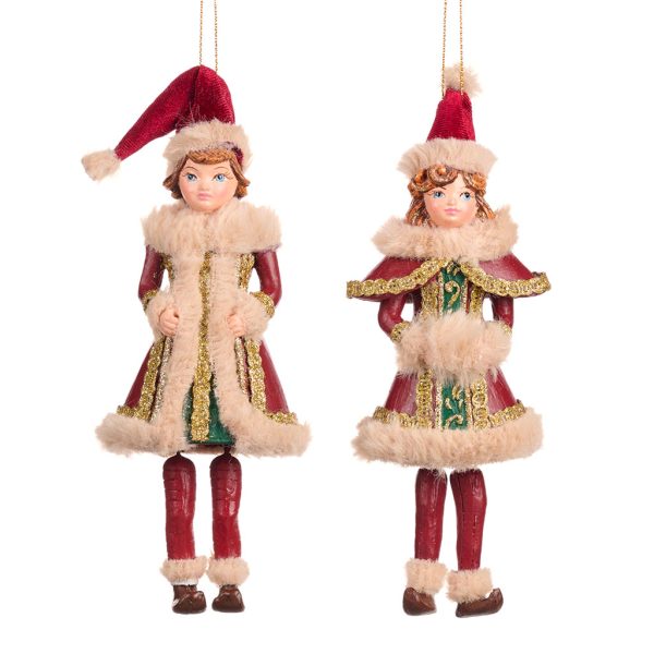 Goodwill Christmas Ornament North Pole Dangle Leg Helper Elf Red Beige B 88051