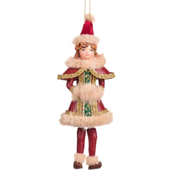 Goodwill Christmas Ornament North Pole Dangle Leg Helper Elf Red Beige B 88051 Girl
