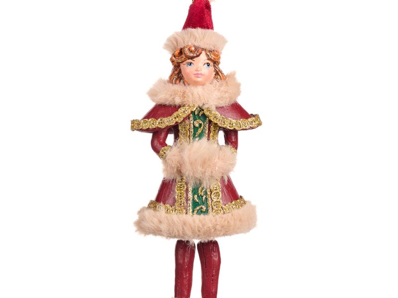 Goodwill Christmas Ornament North Pole Dangle Leg Helper Elf Red Beige B 88051 Girl