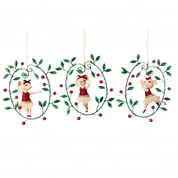 Goodwill Christmas Ornament Nutcracker Ballerina Mouse In Ring Red Green B 89017