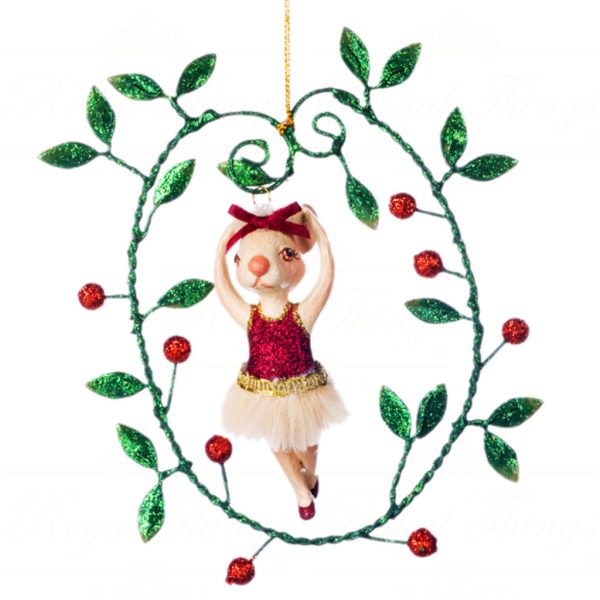Goodwill Christmas Ornament Nutcracker Ballerina Mouse In Ring Red Green B 89017 High