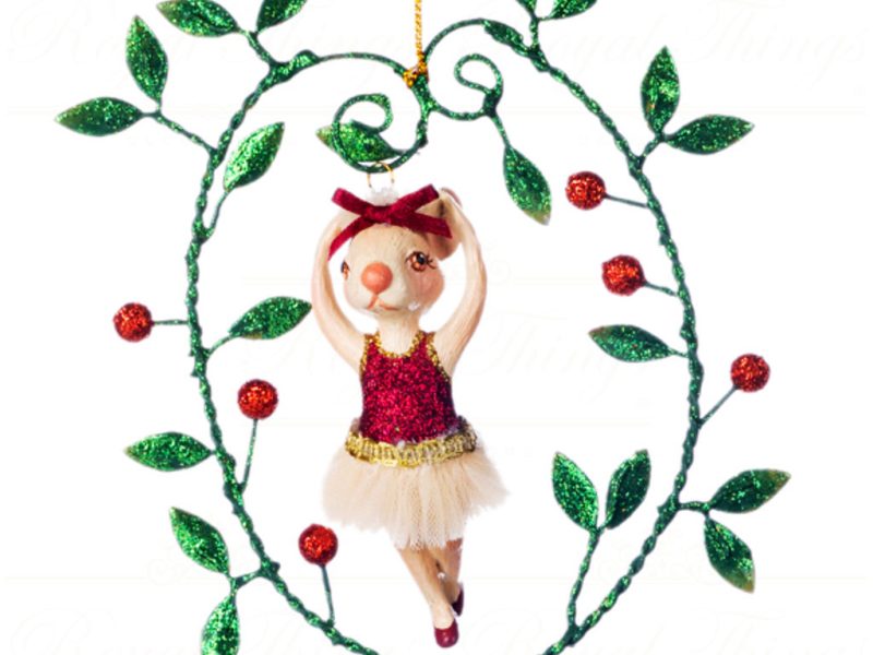 Goodwill Christmas Ornament Nutcracker Ballerina Mouse In Ring Red Green B 89017 High