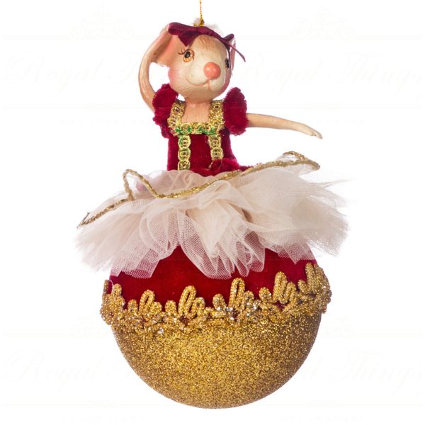 Goodwill Christmas Ornament Nutcracker Bettina Ballerina Ball Burgundy Green Gold B 89024 Halfopen