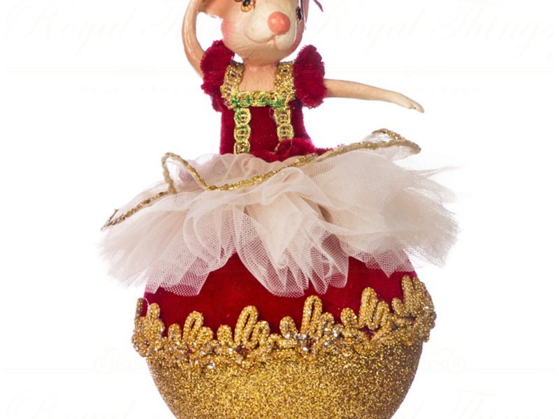 Goodwill Christmas Ornament Nutcracker Bettina Ballerina Ball Burgundy Green Gold B 89024 Halfopen