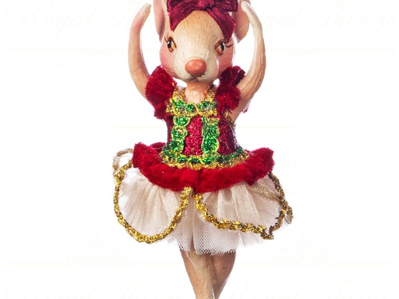 Goodwill Christmas Ornament Nutcracker Bettina Ballerina Burgundy Green Gold B 89015 High