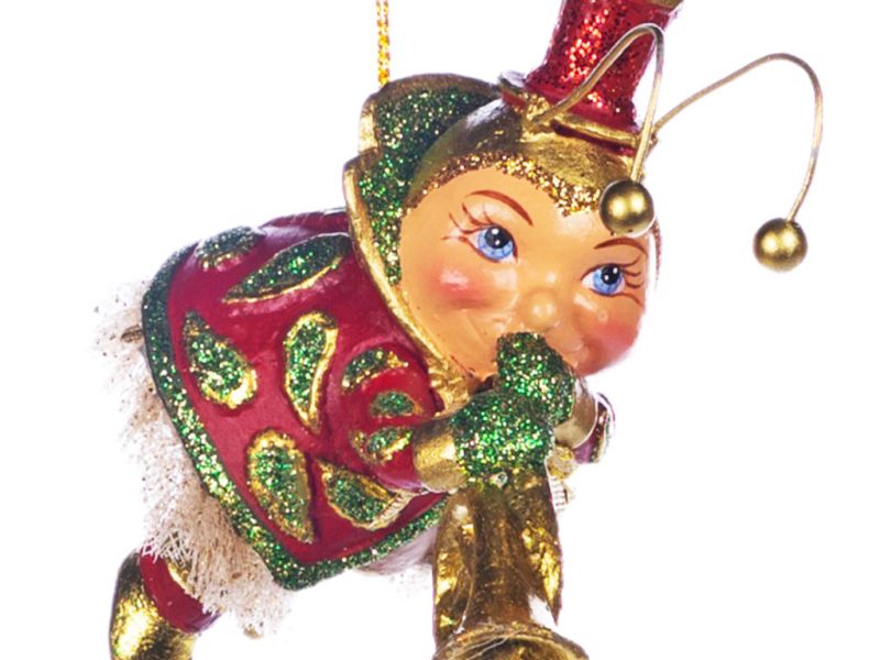 Goodwill Christmas Ornament Parade Music Bug Burgundy Green Gold B 89303 Red