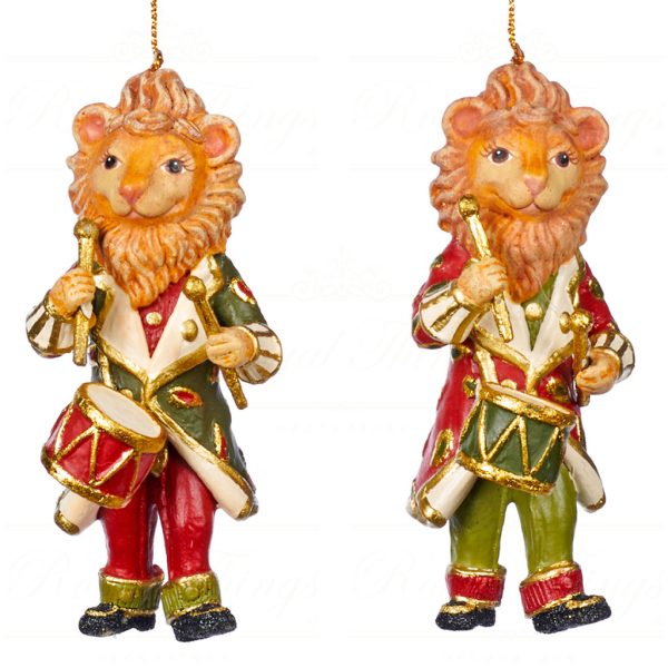 Goodwill Christmas Ornament Parade Music Lion With Drum Burgundy Green Gold B 89309