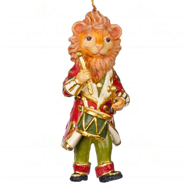 Goodwill Christmas Ornament Parade Music Lion With Drum Burgundy Green Gold B 89309 Red