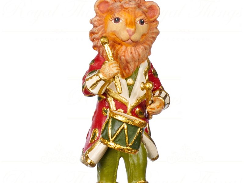 Goodwill Christmas Ornament Parade Music Lion With Drum Burgundy Green Gold B 89309 Red