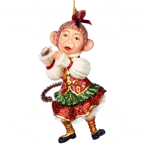 Goodwill Christmas Ornament Parade Music Monkey Couple Burgundy Green Gold Cream B 89307 Girl