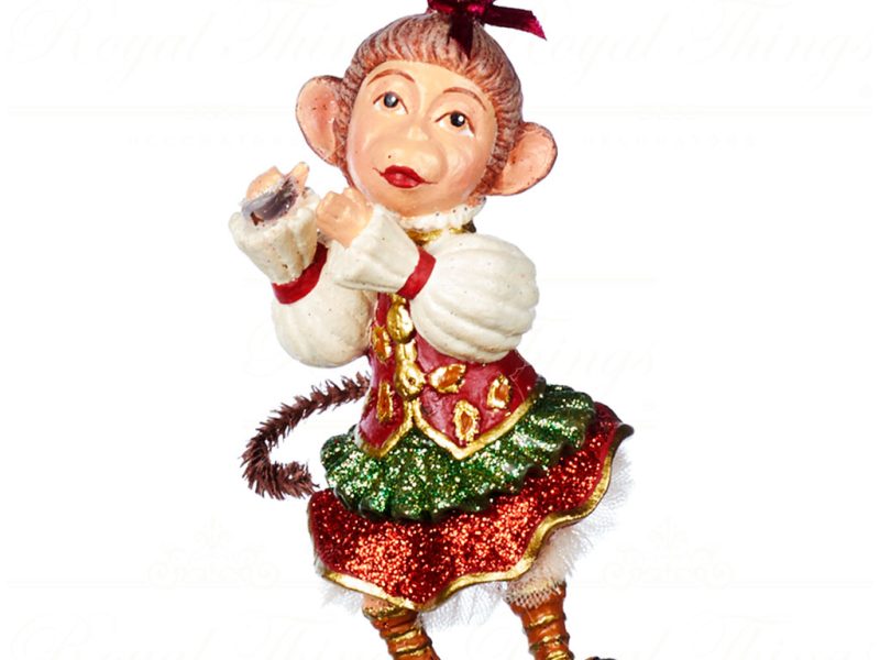 Goodwill Christmas Ornament Parade Music Monkey Couple Burgundy Green Gold Cream B 89307 Girl