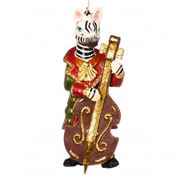 Goodwill Christmas Ornament Parade Music Zebra With Cello Burgundy Green Gold Cream Black B 89312 Green