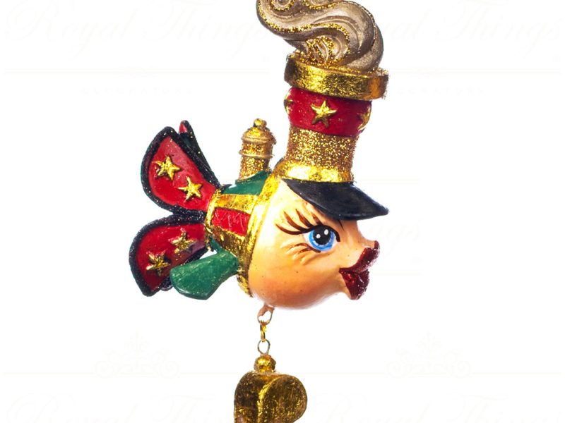 Goodwill Christmas Ornament Santa Express Train Conductor Fish Red Green Gold B 89252 Green