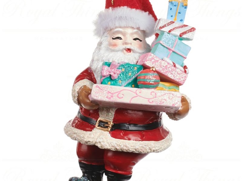 Goodwill Christmas Ornament Santa With Xmas Gifts Red Pink Multi Tr 22490