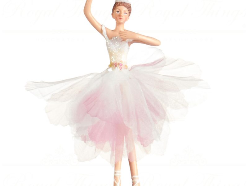 Goodwill Christmas Ornament Sheer Flower Petal Ballerina White Pink Mo 95259 Open