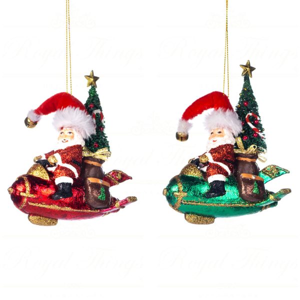 Goodwill Christmas Ornament Super Santa On Space Ship Red Green Gold B 89405