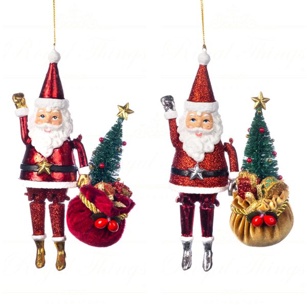 Goodwill Christmas Ornament Super Santa With Bag Red Green Gold B 89402
