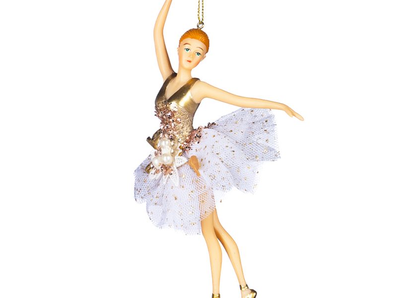 Goodwill Christmas Ornament Valeria Ballerina Ornament White Cream Gold Tr 20580 C
