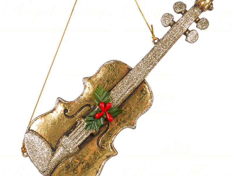 Goodwill Christmas Ornament Xmas Music Instrument Violin Sax Gold Champagne Tr 21322 Violin