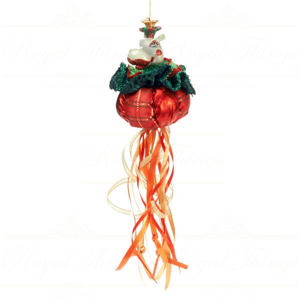 Goodwill Christmas Ornaments Circus Hippo Puff Ball White Red Green Orange C 12097 Red