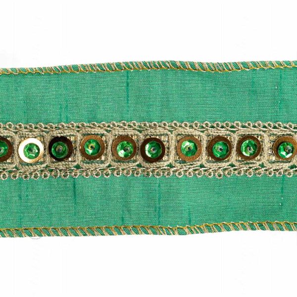 Goodwill Christmas Ribbon Emerald Sequin Trim Ribbon Green Gold Zn 06151