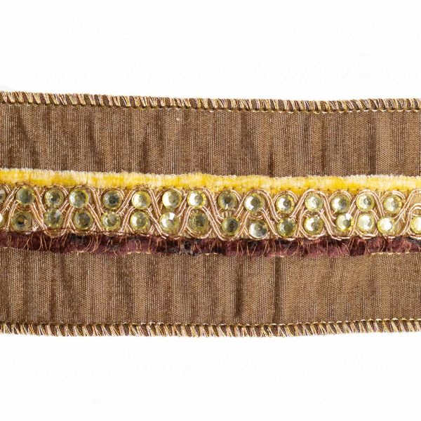 Goodwill Christmas Ribbon Jewelled Trim Ribbon Brown Gold Beige L 24633