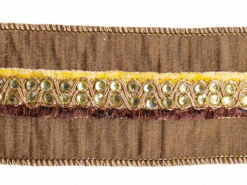 Goodwill Christmas Ribbon Jewelled Trim Ribbon Brown Gold Beige L 24633