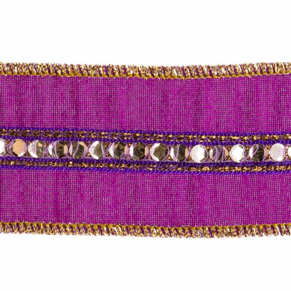 Goodwill Christmas Ribbon Taj Faux Silk Sequin Trim Ribbon Purple Gold Silver L 27717