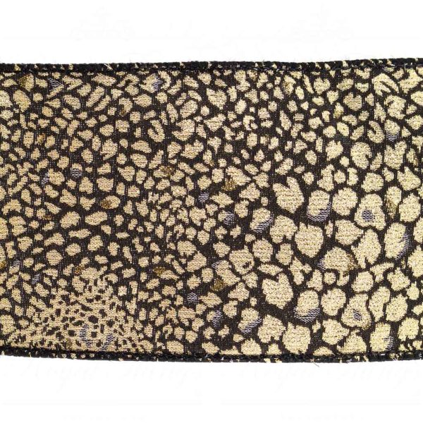 Goodwill Christmas Wired Ribbon Cheetah Jaquard Ribbon Gold Black L 30001