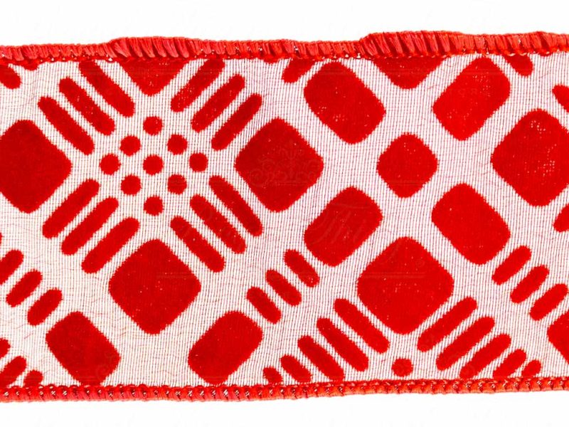 Goodwill Christmas Wired Ribbon Diagonal Flocked Red Ribbon L 27727
