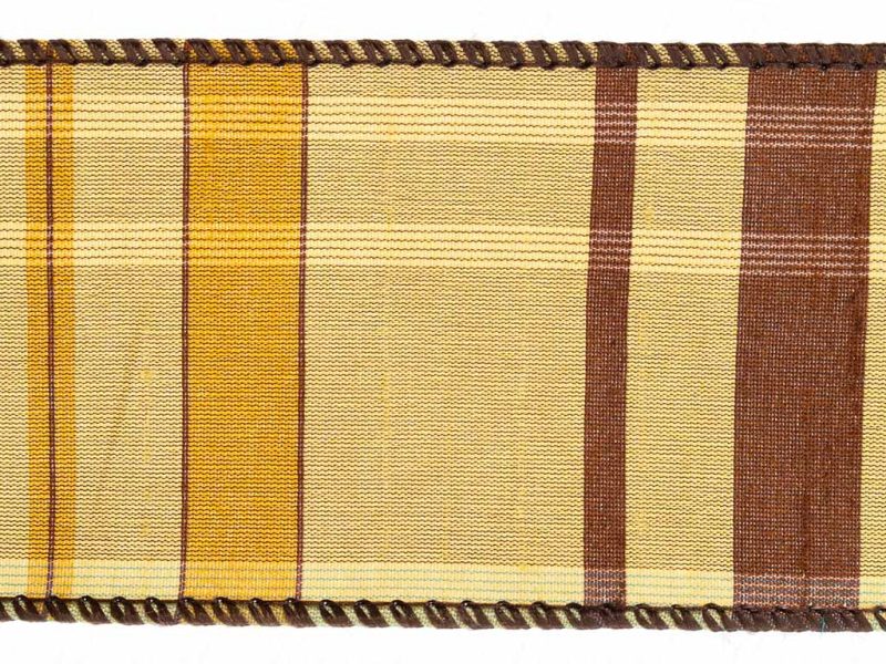 Goodwill Christmas Wired Ribbon Dupion Plaid Tartan Ribbon Beige Brown L 28299