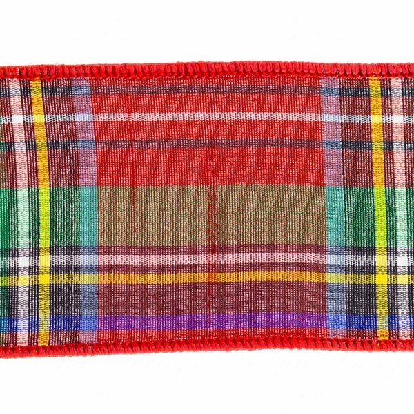 Goodwill Christmas Wired Ribbon Faux Dupion Highland Tartan Ribbon Red Green Blue L 27629