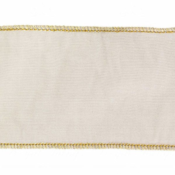 Goodwill Christmas Wired Ribbon Faux Silk Taffeta Platinum Ribbon Grey Beige Gold L 27728