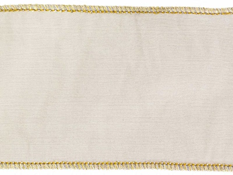 Goodwill Christmas Wired Ribbon Faux Silk Taffeta Platinum Ribbon Grey Beige Gold L 27728