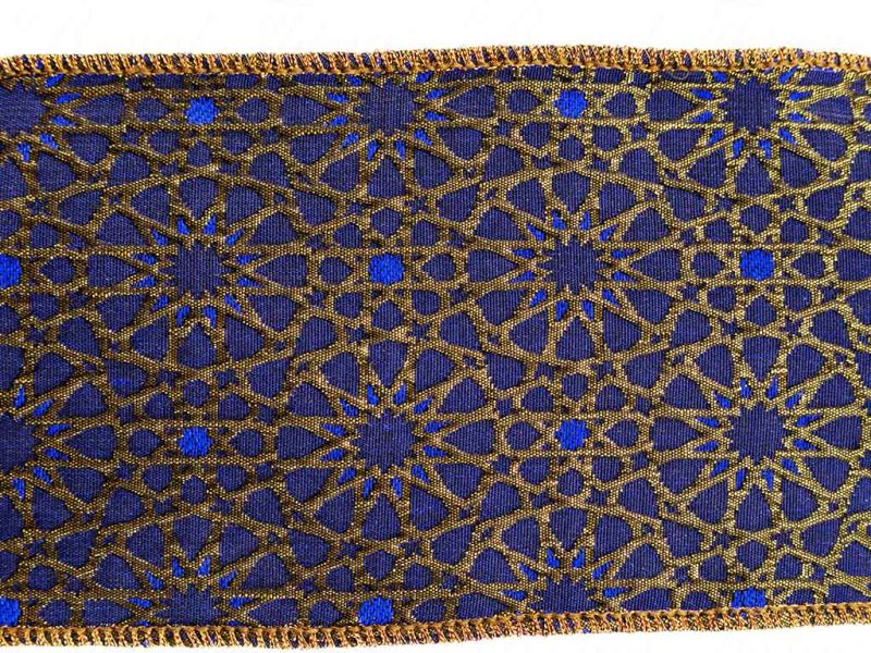goodwill christmas wired ribbon jaquard artwork ribbon blue gold l 23764