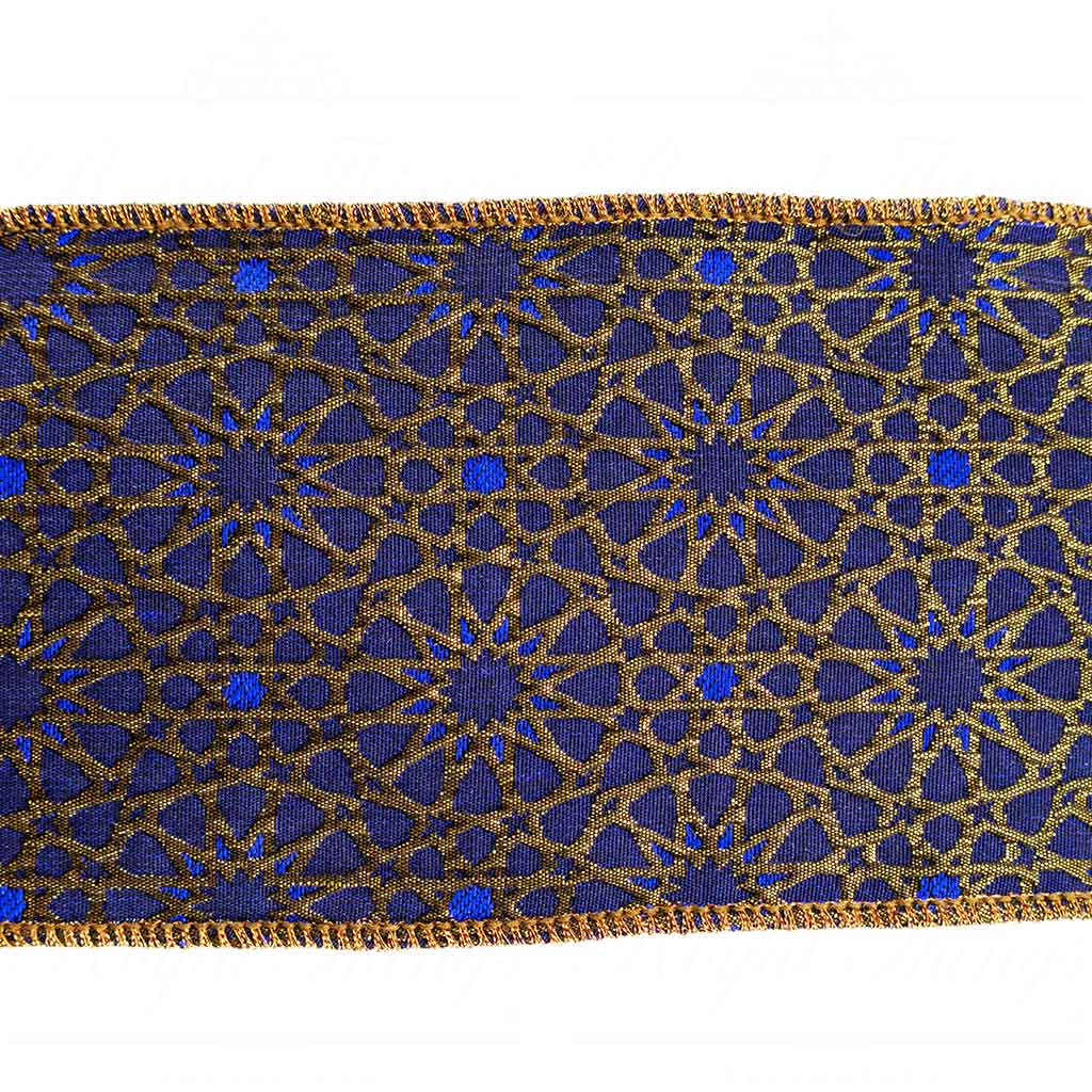 goodwill christmas wired ribbon jaquard artwork ribbon blue gold l 23764 Jaquard Artwork Ribbon 10 x 914 cm