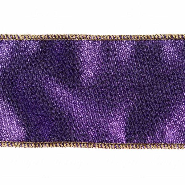 Goodwill Christmas Wired Ribbon Metallic Purple Slub Ribbon Purple Gold L 27752