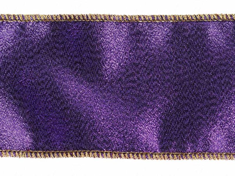 Goodwill Christmas Wired Ribbon Metallic Purple Slub Ribbon Purple Gold L 27752