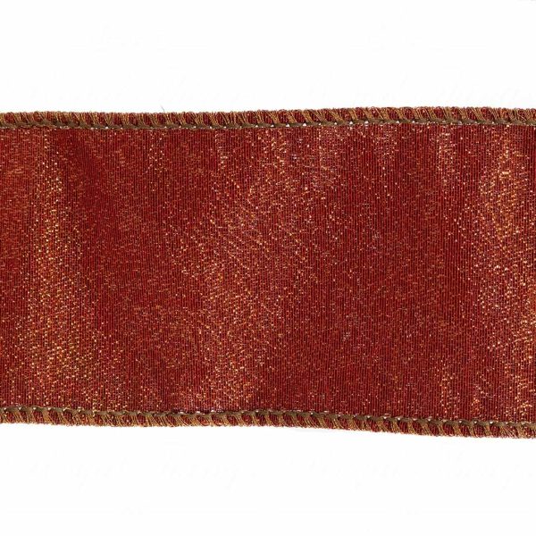 Goodwill Christmas Wired Ribbon Overlay Sparkle Ribbon Brown Red L 30089