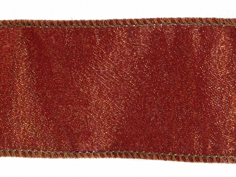 Goodwill Christmas Wired Ribbon Overlay Sparkle Ribbon Brown Red L 30089