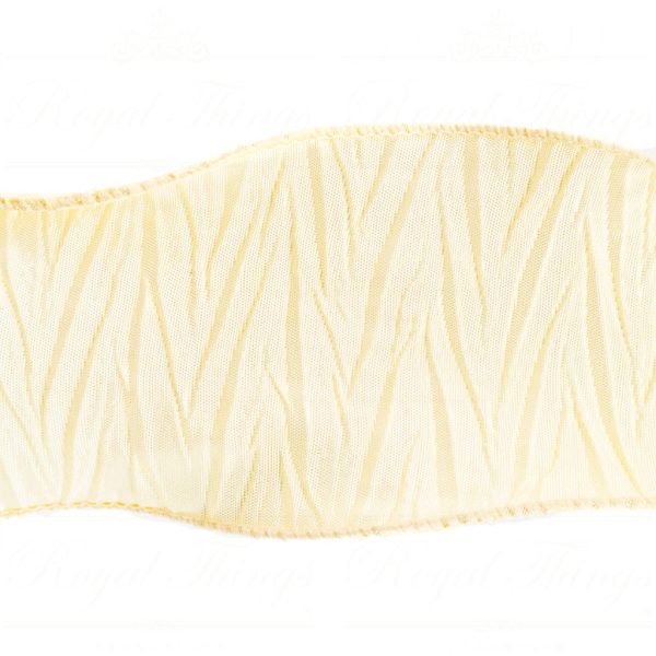 Goodwill Christmas Wired Ribbon Pleat Wrinkled Ribbon Beige Br 33798