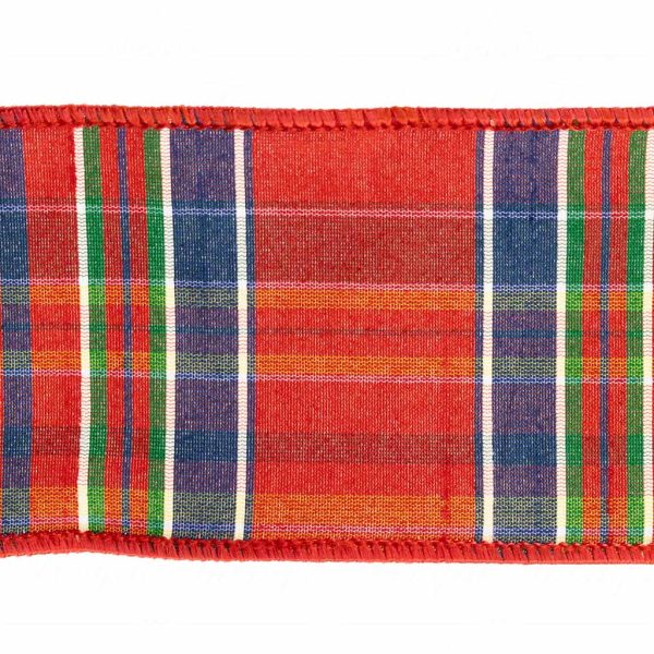 Goodwill Christmas Wired Ribbon Prince Charles Tartan Ribbon Green Red Blue L 27635
