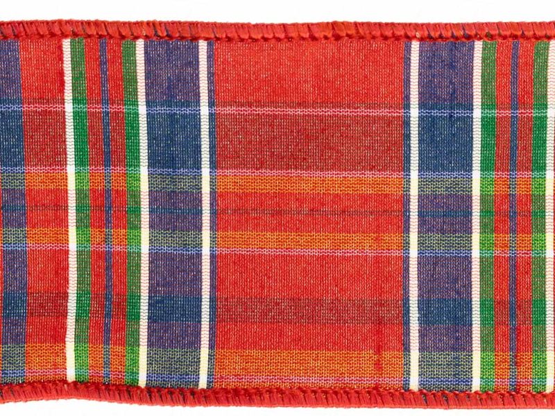 Goodwill Christmas Wired Ribbon Prince Charles Tartan Ribbon Green Red Blue L 27635