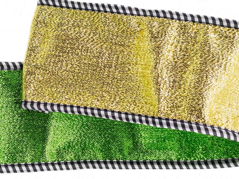 Goodwill Christmas Wired Ribbon Reversible Khadi With Edge Green Gold L 27735