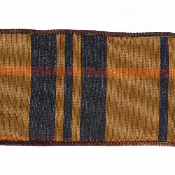 Goodwill Christmas Wired Ribbon Taffeta Plaid Ribbon Brown Black L 30123
