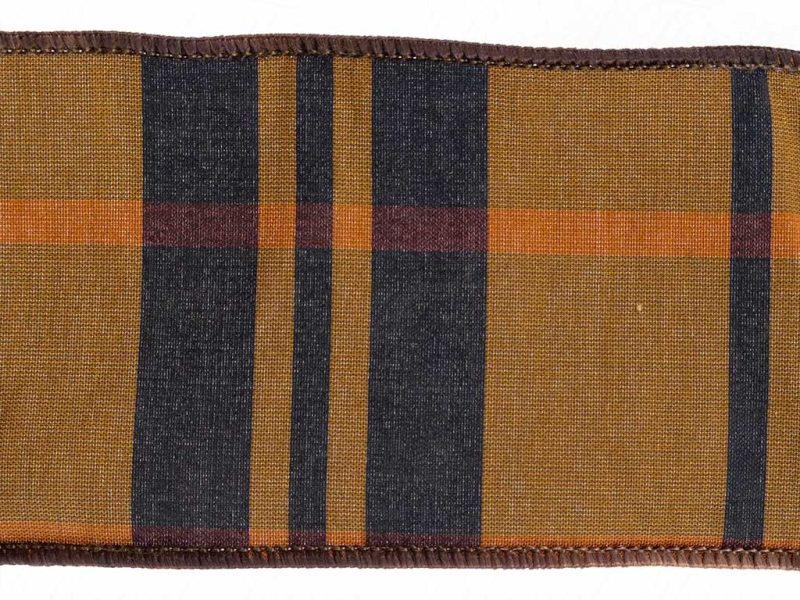 Goodwill Christmas Wired Ribbon Taffeta Plaid Ribbon Brown Black L 30123