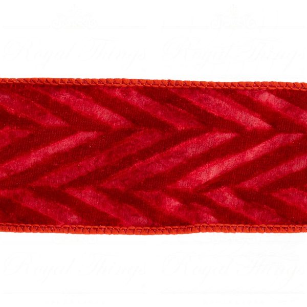 Goodwill Christmas Wired Ribbon Velvet Embossed Triangle Red Ribbon L 22125